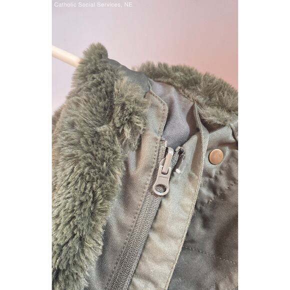 Torrid Olive Green Twill Faux Fur Hooded Anorak Winter Parka Jacket Size‎ 1 - Picture 10 of 12